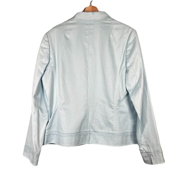 Vintage Carlisle Cotton Blend Blazer Jacket Size 12 Light Blue Pockets Zip Work - Picture 6 of 11